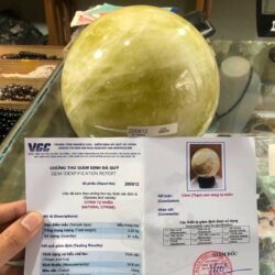 chứng thư kiểm định quả cầu thạch anh vàng