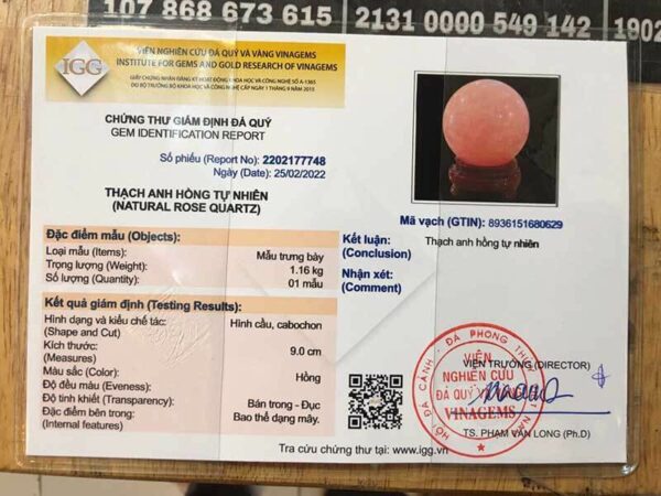 Mẫu chứng giám định đá quý